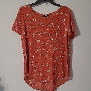 Floral Print Women's Top - Orange